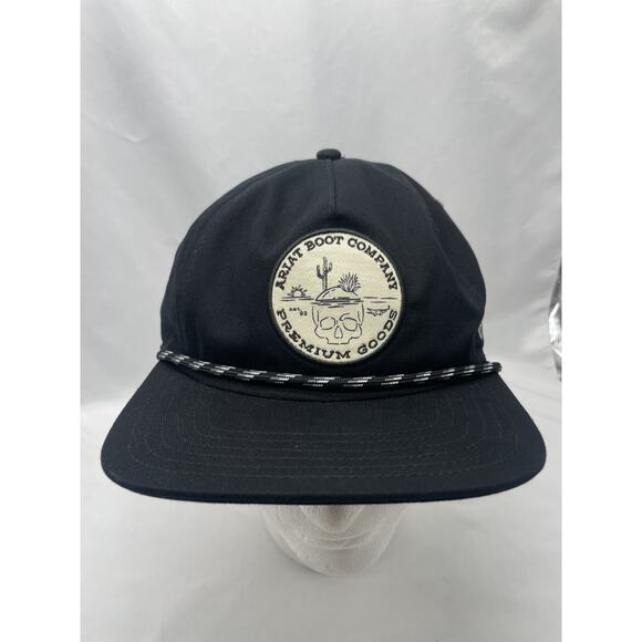 ARIAT Men’s Snap Back Skull Desert Patch Black Cap Rope Hat - Picture 1 of 6